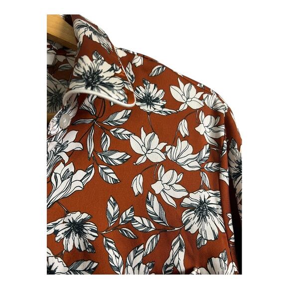 La Ligne Floral Long Sleeve Button-Up Blouse Shirt Brown Womens Size S Boho Chic - Picture 5 of 7
